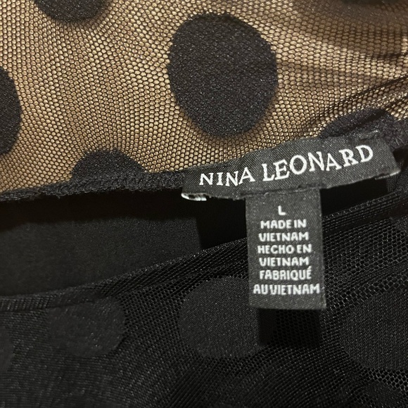 NWT Nina Leonard Cocktail Illusion Black High-Low Swing Dress, size Large - Picture 4 of 5